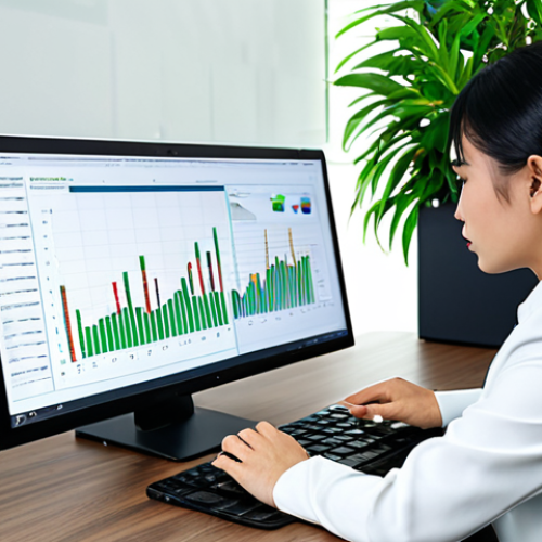 Home 22 A professional Thai female tax accountant in a modest business suit, actively engaged in data analysis on a multi-screen workstation in a sleek, modern office. She is looking at a financial chart on one screen, with a tablet displaying complex data on the desk. The office features contemporary design and subtle green plant accents. The image should convey strategic thinking and technological proficiency. Perfect anatomy, correct proportions, natural pose, well-formed hands, proper finger count, natural body proportions, high-quality professional photography. fully clothed, appropriate attire, safe for work, professional, appropriate content.