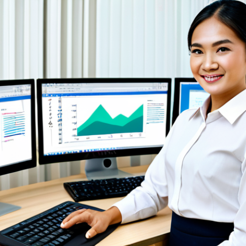 Home 20 **
"A Thai female tax accountant, smiling confidently, working at a modern desk with dual monitors displaying accounting software. She is wearing a smart, fully clothed business outfit (appropriate attire). The office is bright and airy, decorated with Thai-inspired art. Focus on her face and hands. Safe for work, professional, perfect anatomy, correct proportions, natural pose, well-formed hands, proper finger count, natural body proportions, high quality."
**