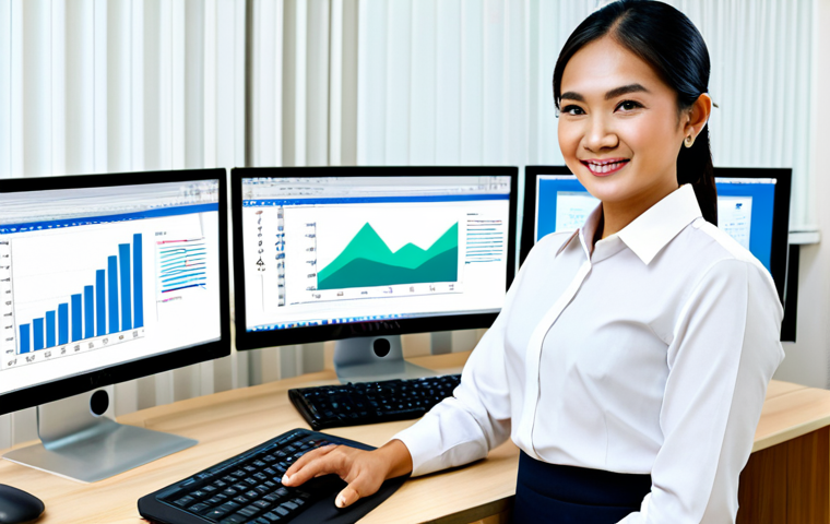 **

"A Thai female tax accountant, smiling confidently, working at a modern desk with dual monitors displaying accounting software.  She is wearing a smart, fully clothed business outfit (appropriate attire). The office is bright and airy, decorated with Thai-inspired art. Focus on her face and hands. Safe for work, professional, perfect anatomy, correct proportions, natural pose, well-formed hands, proper finger count, natural body proportions, high quality."

**