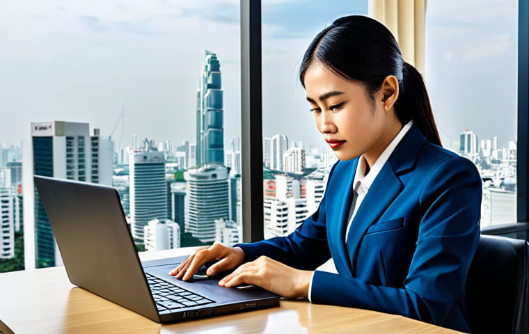 **

"A professional Thai businesswoman in a modest, tailored business suit, working on a laptop at a modern desk in a bright, Bangkok office with a view of the city skyline, fully clothed, appropriate attire, safe for work, perfect anatomy, natural proportions, high-quality photography, family-friendly."

**