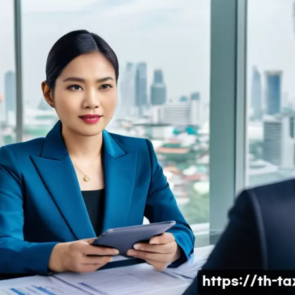 세무사 시험 준비를 위한 동기 부여 - **Prompt:** A confident and knowledgeable Thai female tax auditor, in her early 30s, dressed in a sh...