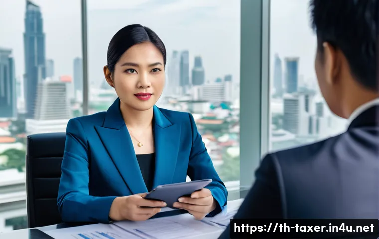 세무사 시험 준비를 위한 동기 부여 - **Prompt:** A confident and knowledgeable Thai female tax auditor, in her early 30s, dressed in a sh...