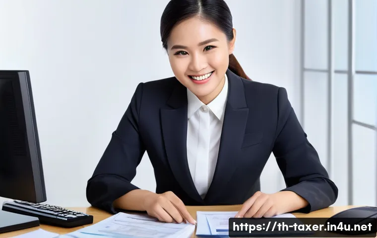 세무사와 중소기업 세무 관리 - **Prompt 1: Relief from Tax Burdens**
    "A cheerful and professional Thai female accountant, weari...
