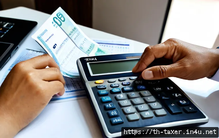 Home 17 세무사와 소득세 신고 - Photorealistic Thai tax accountant assisting a middle-aged Thai small business owner with annual inc...